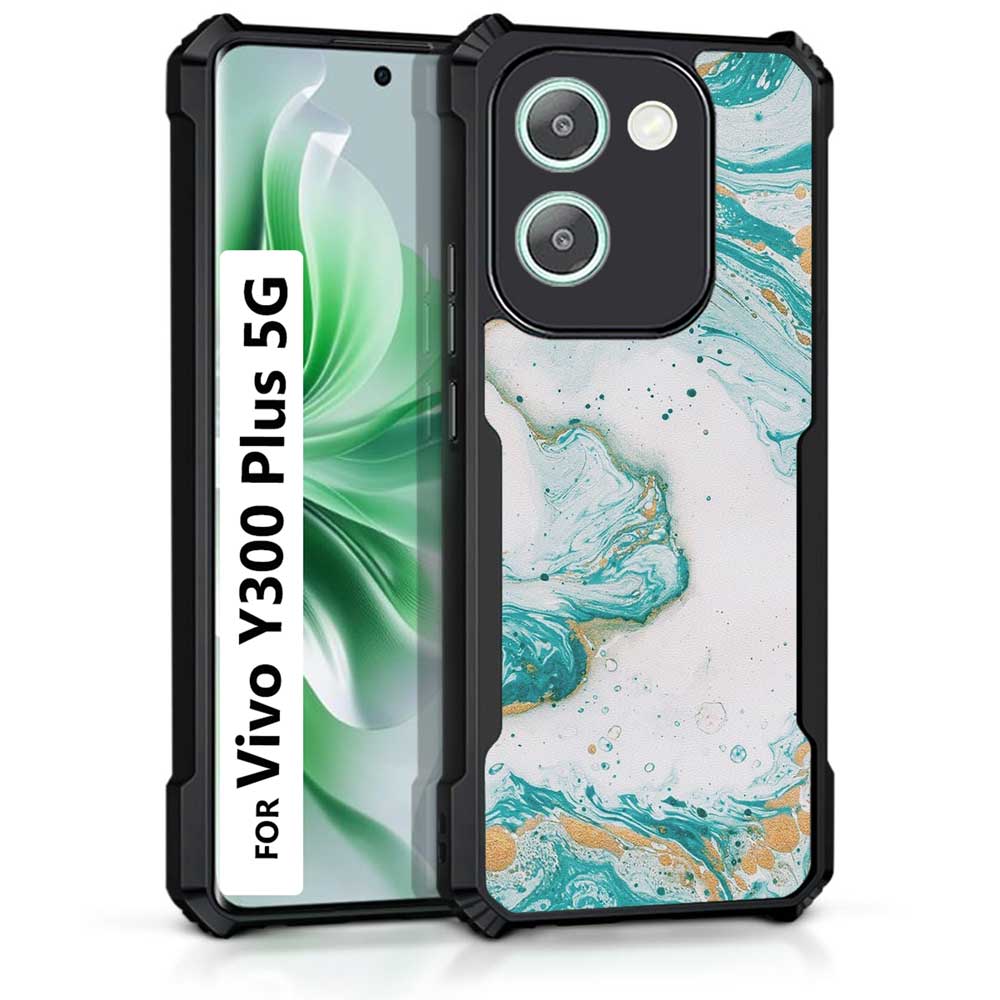 Coberta Back Cover For Vivo Y300 Plus 5G Back Cover Case - White and blue waves marble PT99 D11510