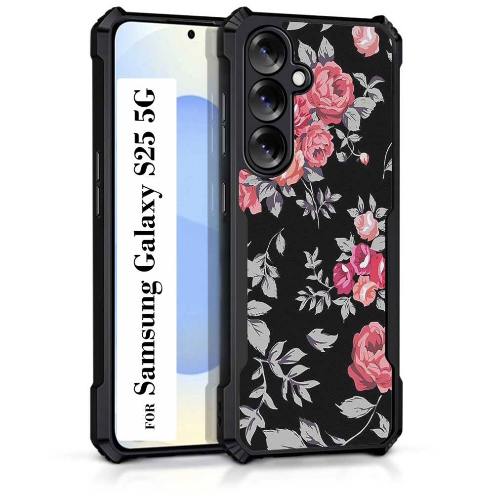 Coberta Back Cover For Samsung Galaxy S25 5G Back Cover Case - Black and Pink Floral PT99 D11556