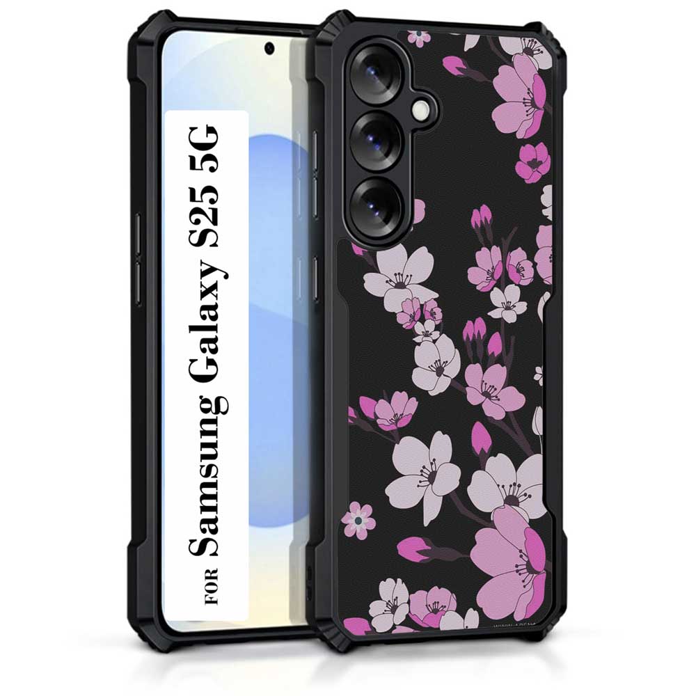 Coberta Back Cover For Samsung Galaxy S25 5G Back Cover Case - Black and Purple Floral PT99 D12575