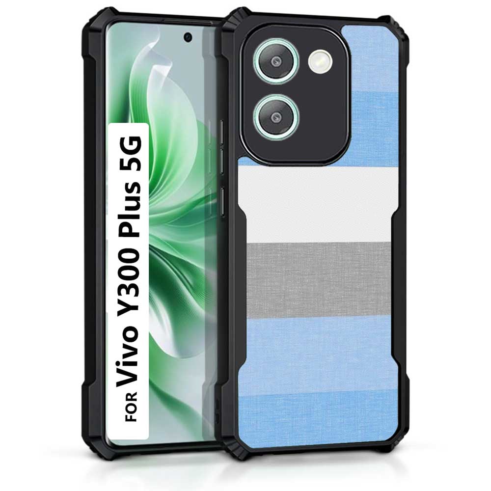 Coberta Back Cover For Vivo Y300 Plus 5G Back Cover Case - Blue white and Grey stripes PT99 D12659