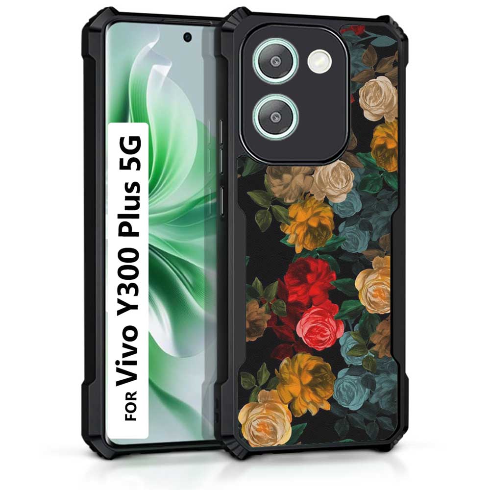 Coberta Back Cover For Vivo Y300 Plus 5G Back Cover Case - Beautiful Black Floral PT99 D15001