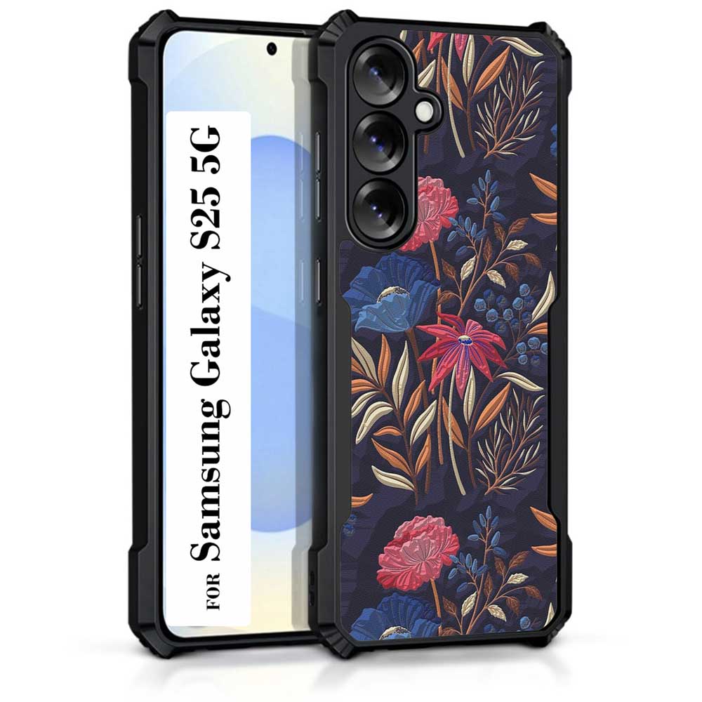 Coberta Back Cover For Samsung Galaxy S25 5G Back Cover Case - Dark blue and red Floral PT99 D16244