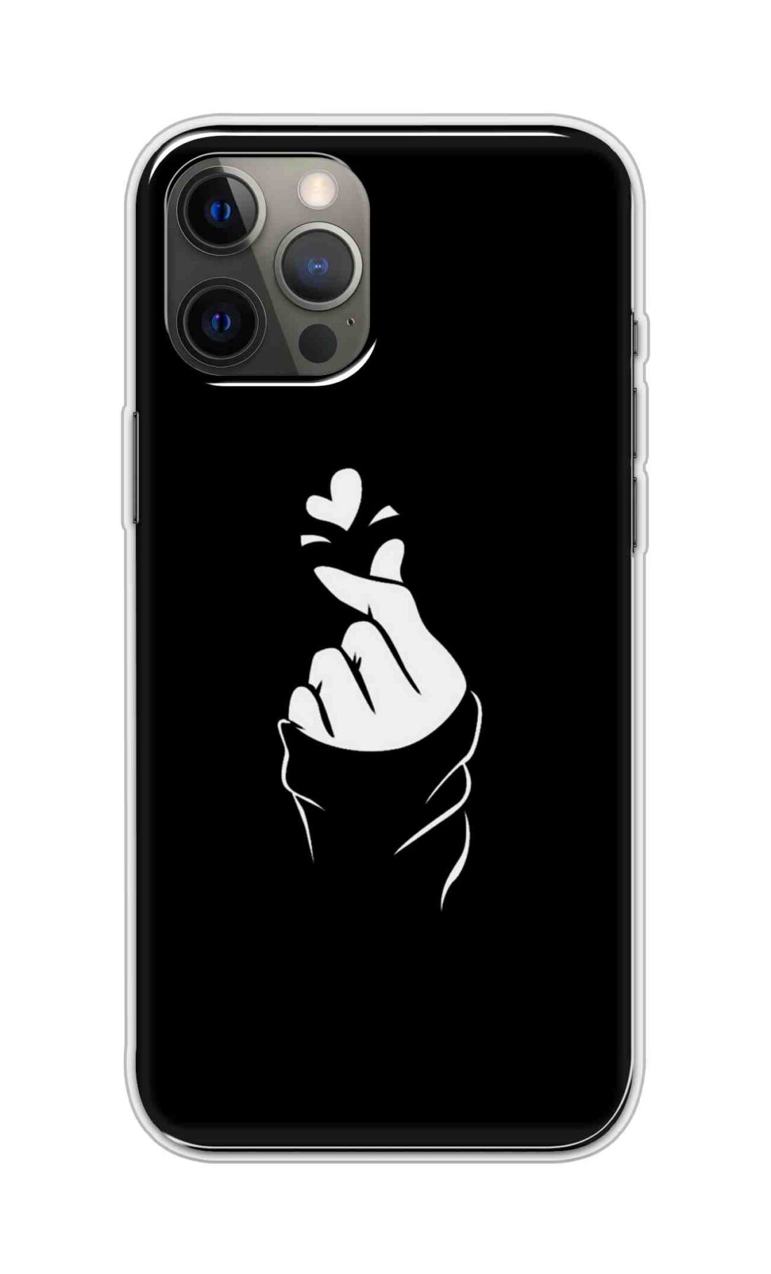 Coberta Back Cover For Apple iPhone 12 Pro Back Cover Stylish Case - Black Korean Heart Design D11802