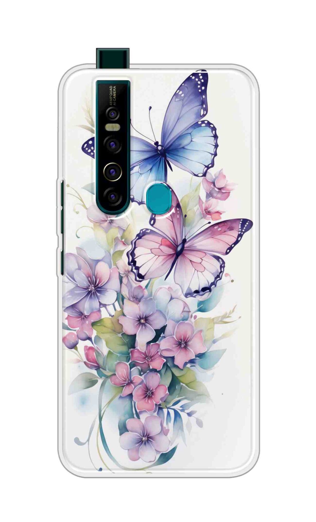 Coberta Back Cover For Tecno Camon 15 Pro Back Cover Stylish Case - Butterfly with Flowers Design D16524
