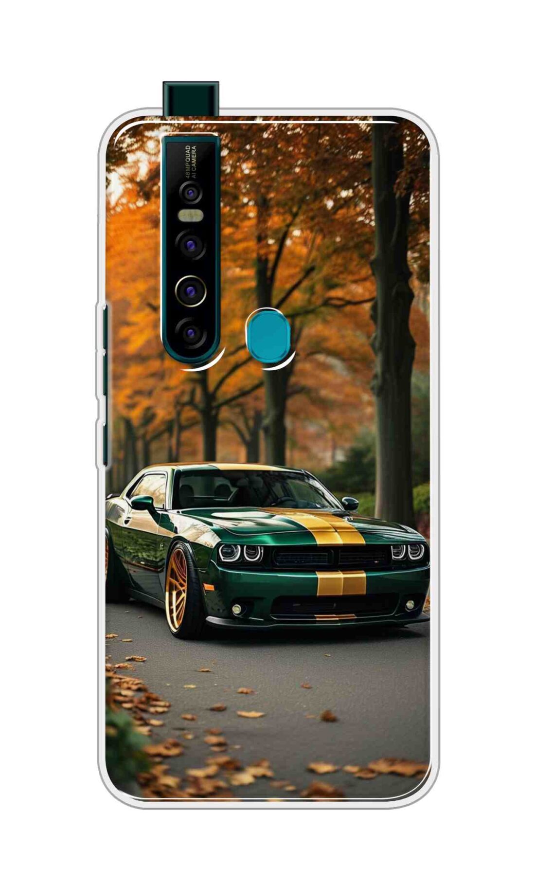 Coberta Back Cover For Tecno Camon 15 Pro Back Cover Stylish Case - Golden Line in Green Design D16546