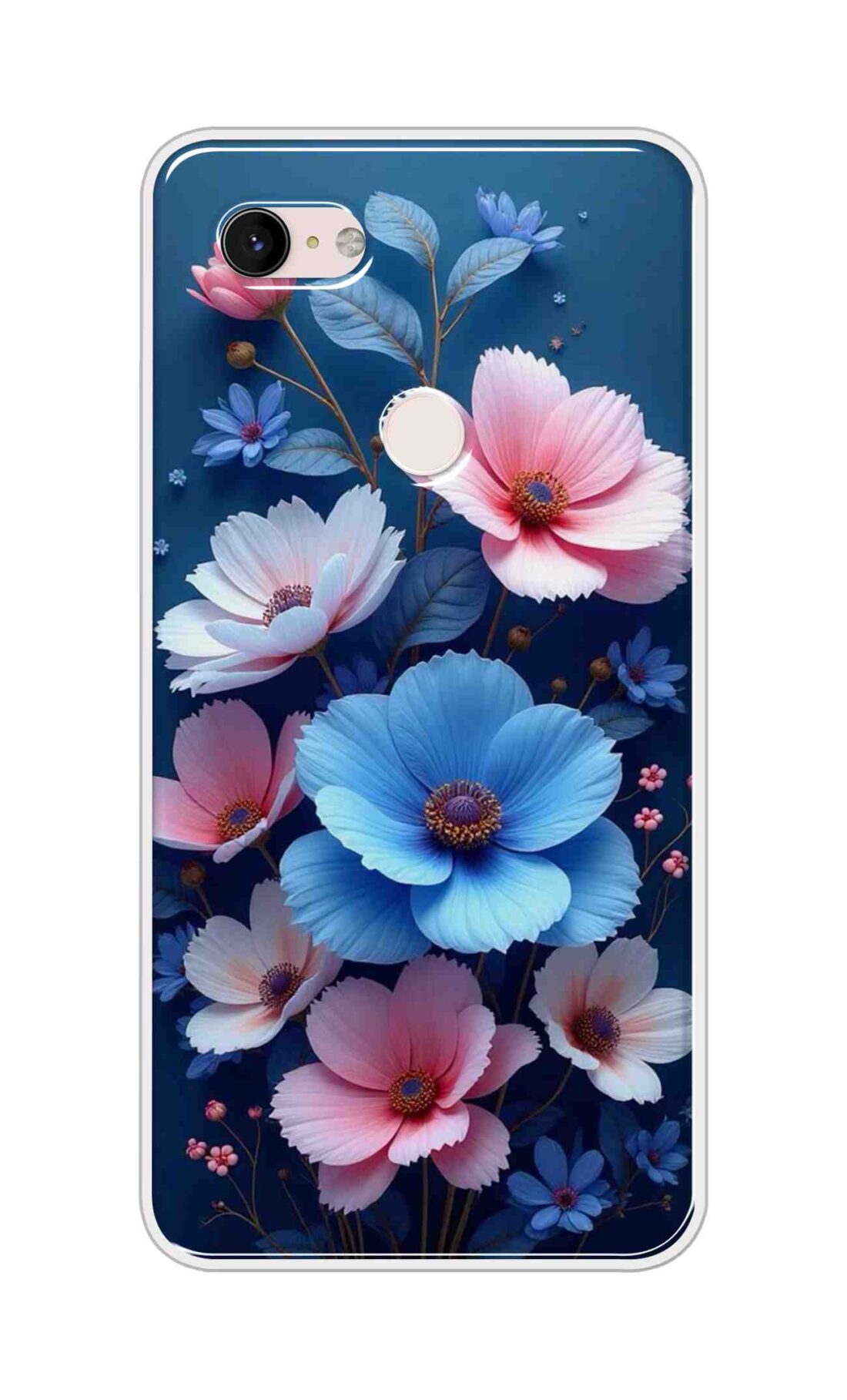 Coberta Back Cover For Google Pixel 3 XL Back Cover Stylish Case - Blue and Pink Flowers Design D16512