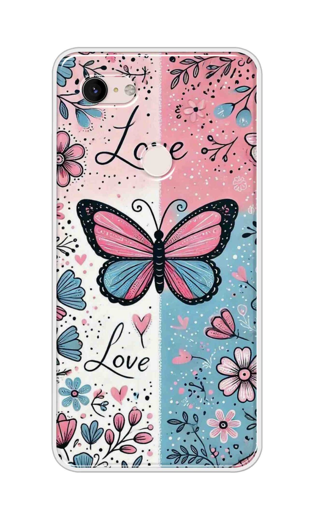 Coberta Back Cover For Google Pixel 3 XL Back Cover Stylish Case - Butterfly and Love Text Design D16526