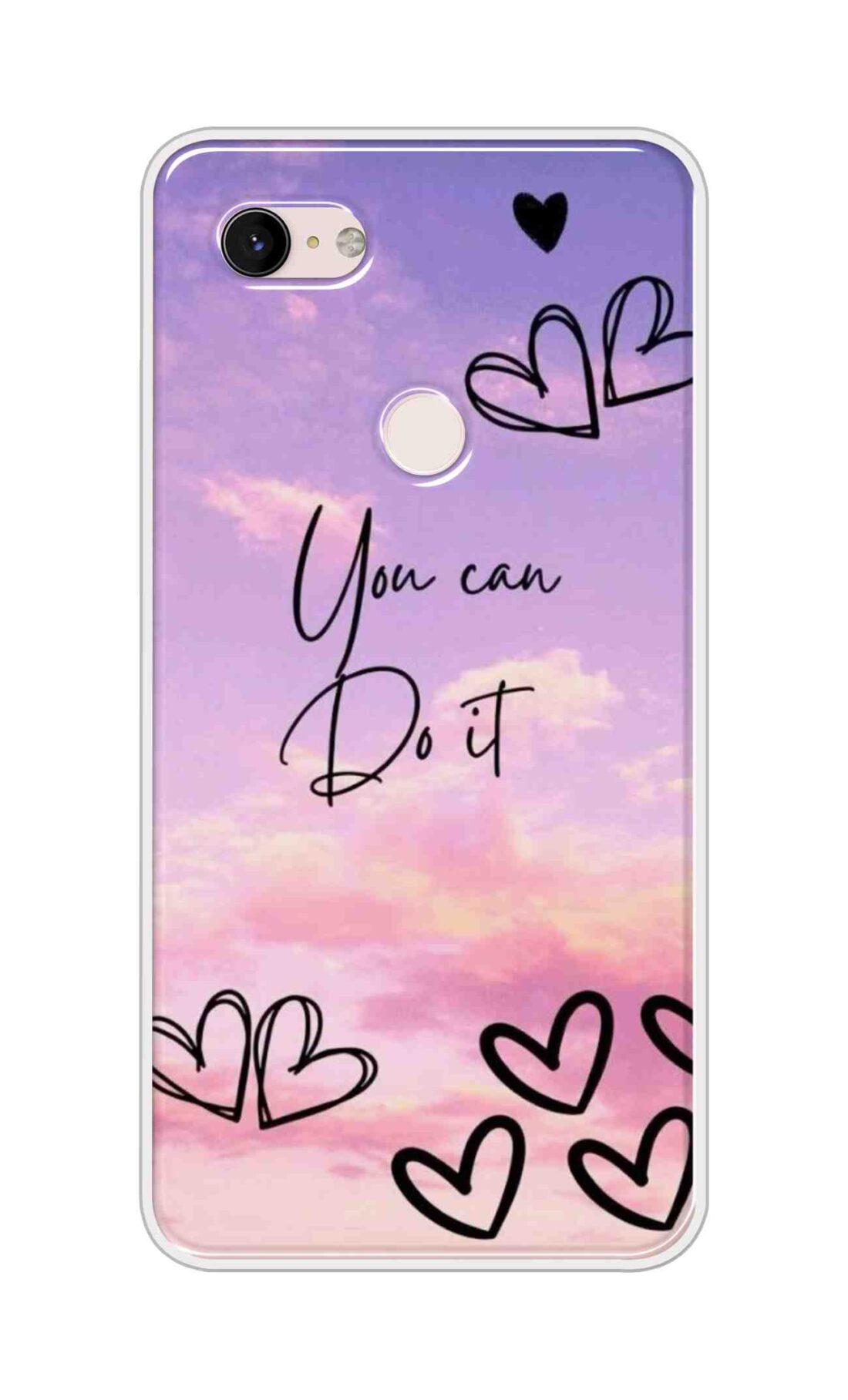 Coberta Back Cover For Google Pixel 3 XL Back Cover Stylish Case - You Can Do It and Hearts Design D16539