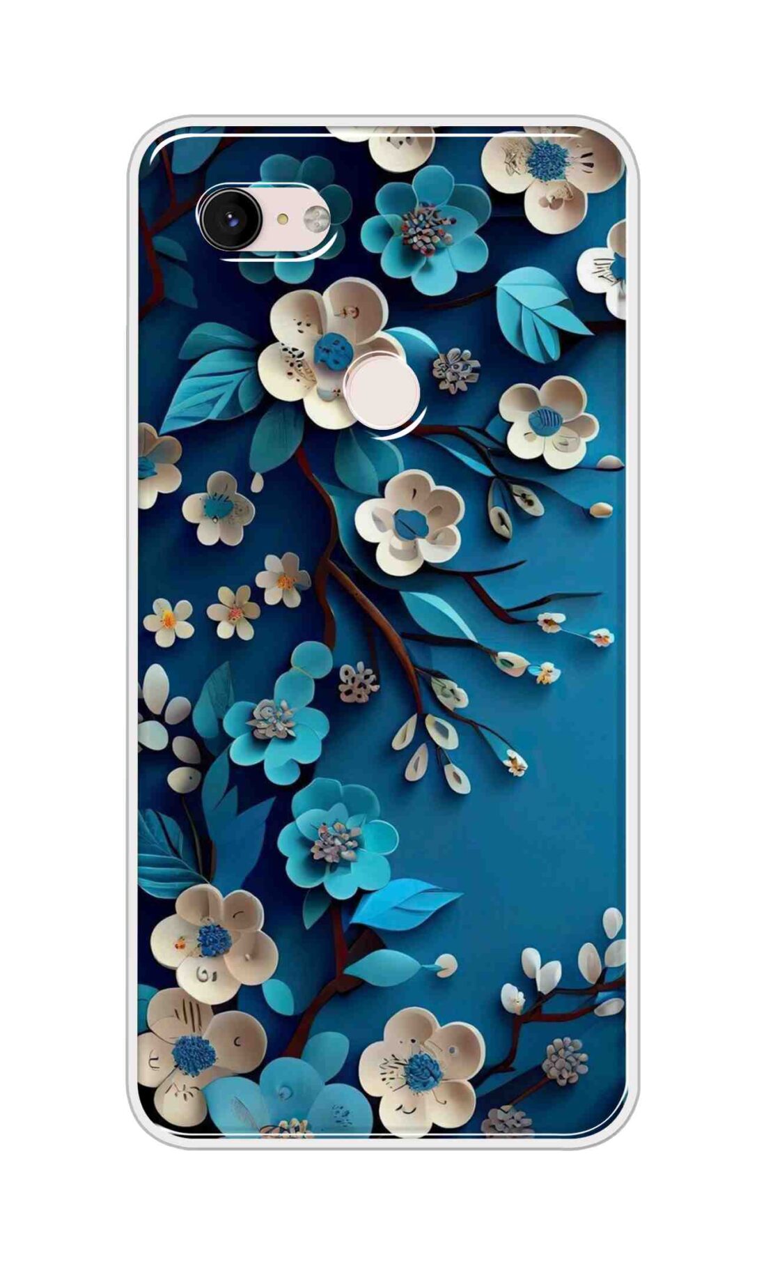Coberta Back Cover For Google Pixel 3 XL Back Cover Stylish Case - Blue and White Flowers Design D16551
