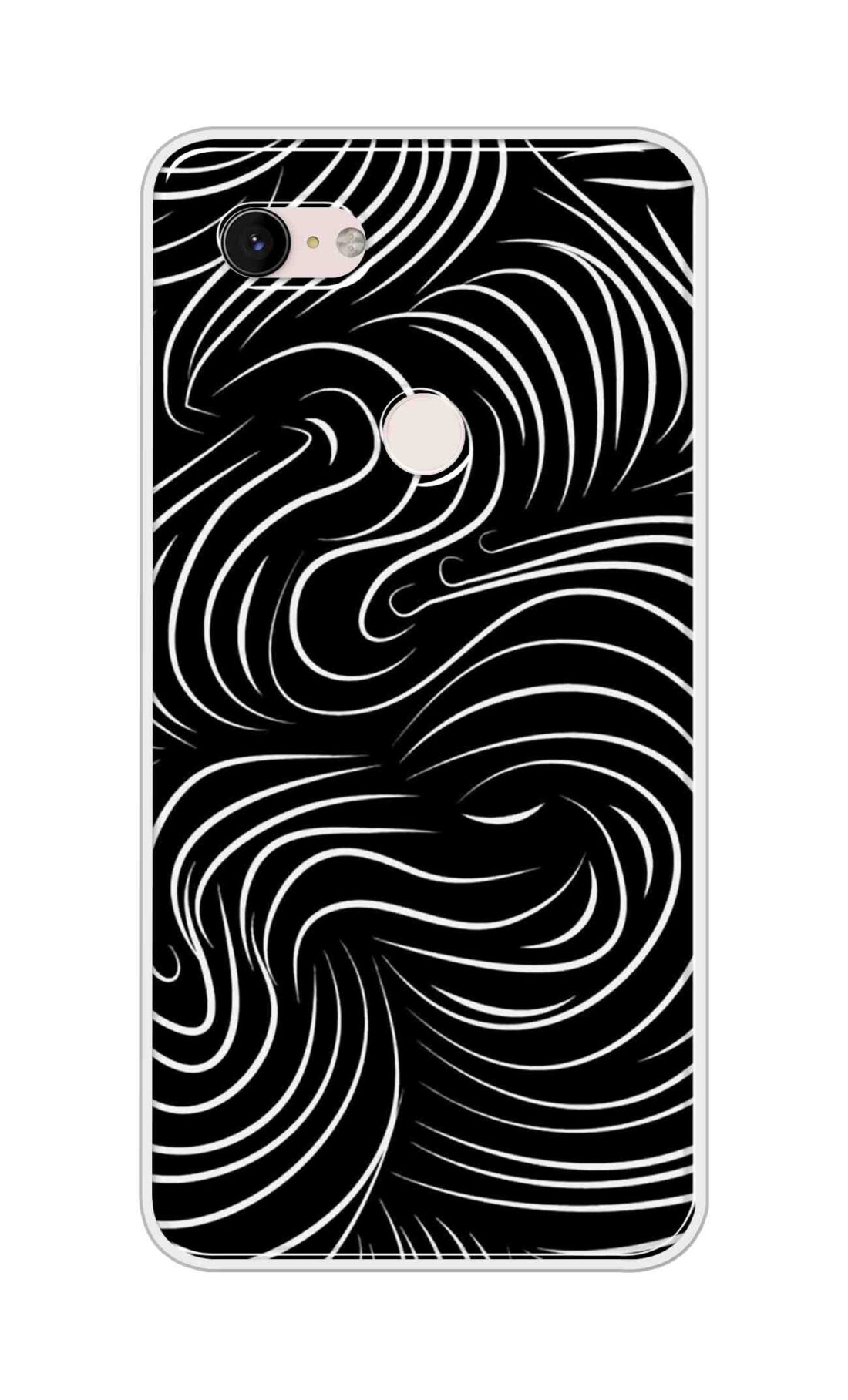 Coberta Back Cover For Google Pixel 3 XL Back Cover Stylish Case - White Curves Design D16552