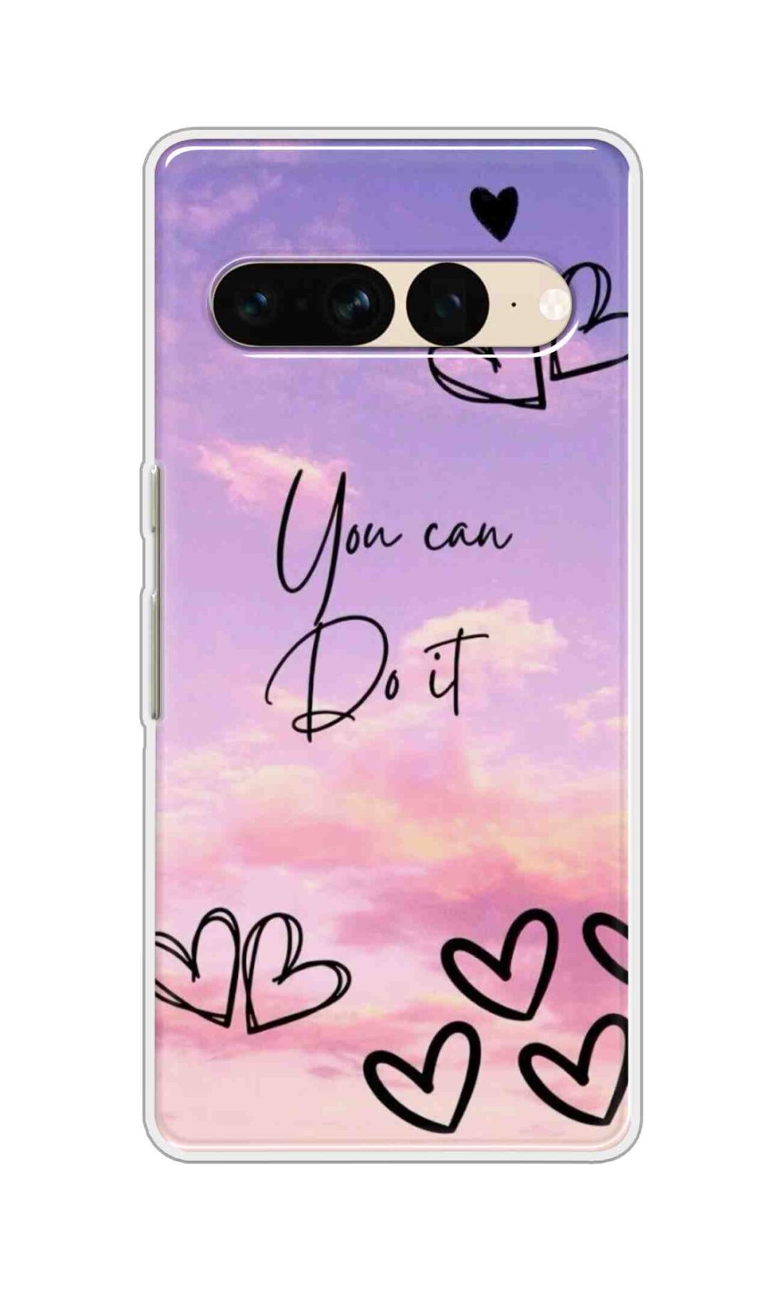 Coberta Back Cover For Google Pixel 7 Pro Back Cover Stylish Case - You Can Do It and Hearts Design D16539