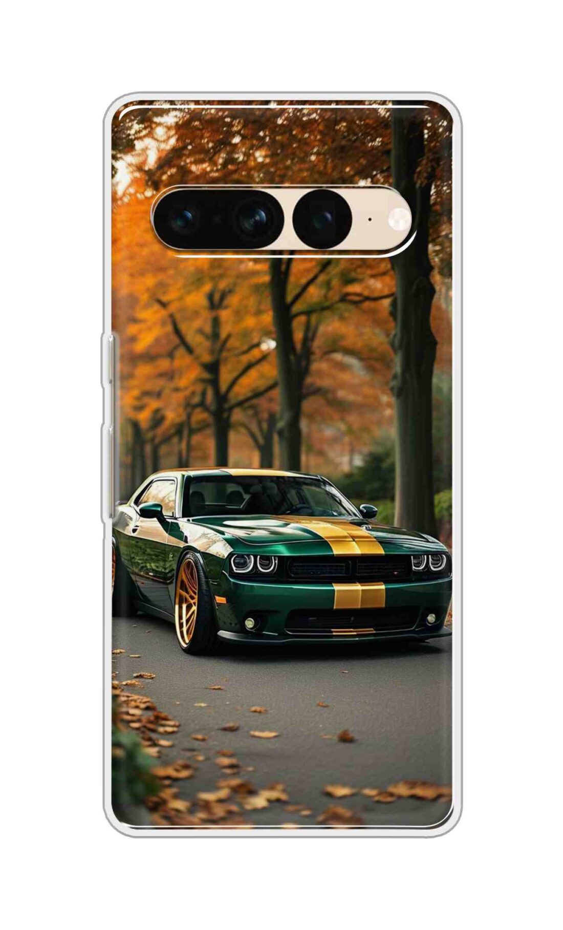 Coberta Back Cover For Google Pixel 7 Pro Back Cover Stylish Case - Golden Line in Green Design D16546