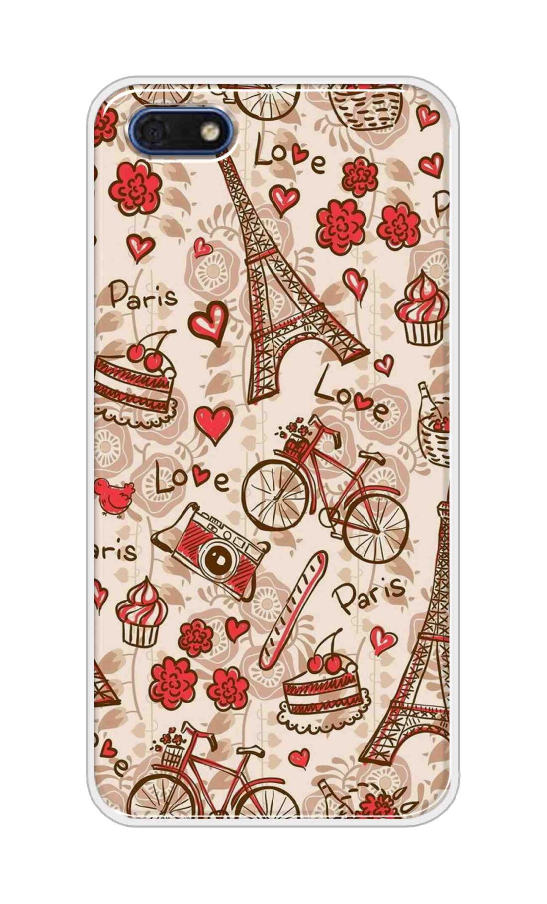 Coberta Back Cover For Huawei Honor 7s Back Cover Stylish Case - Paris and Love Text Pattern D11626