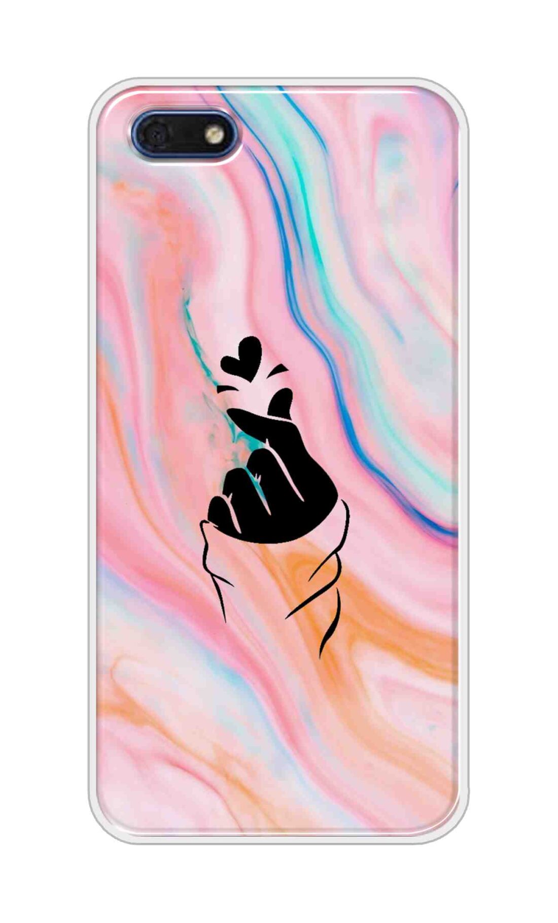 Coberta Back Cover For Huawei Honor 7s Back Cover Stylish Case - Korean Heart on Pink Multicolour Design D11896