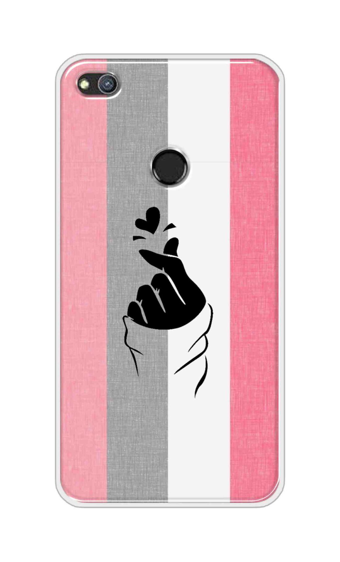 Coberta Back Cover For Huawei Honor 8 Lite Back Cover Stylish Case - Pink and Grey Korean Heart Design D11894