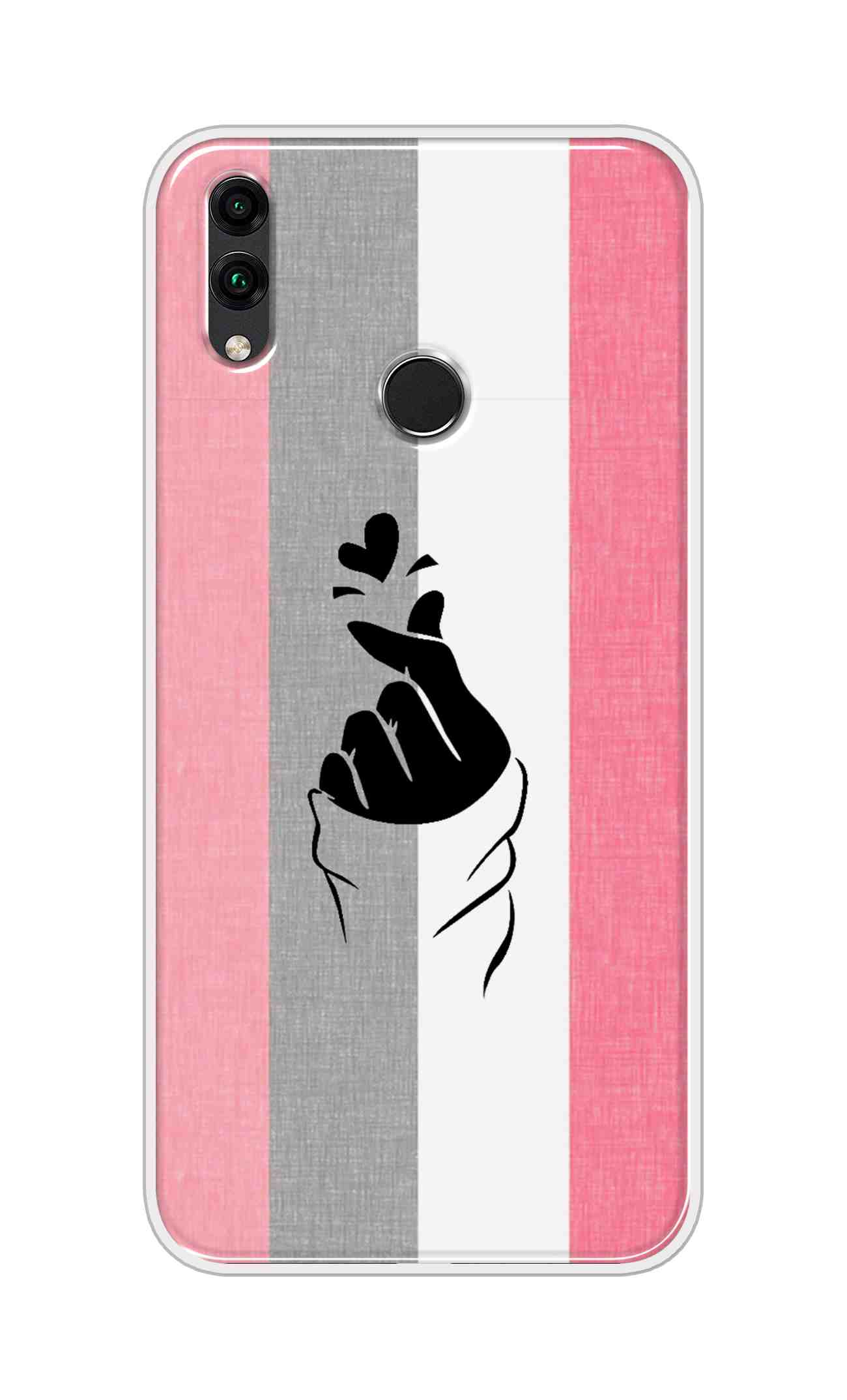 Coberta Back Cover For Huawei Honor 8c Back Cover Stylish Case - Pink and Grey Korean Heart Design D11894