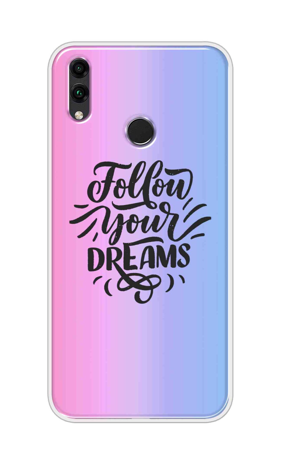 Coberta Back Cover For Huawei Honor 8c Back Cover Stylish Case - Follow Your Dreams In Pink And Blue Design D16501