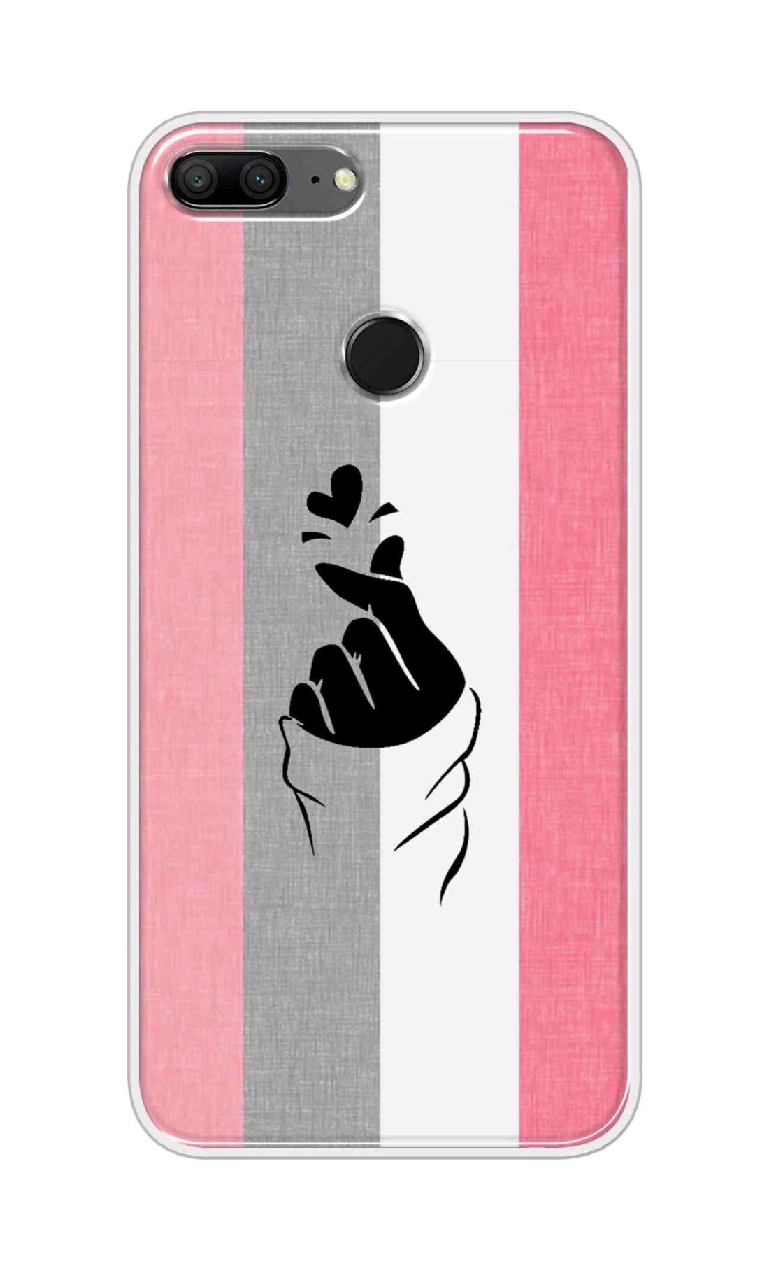 Coberta Back Cover For Huawei Honor 9 Lite Back Cover Stylish Case - Pink and Grey Korean Heart Design D11894