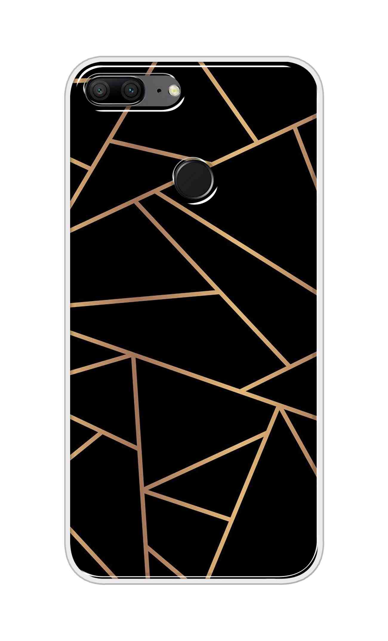 Coberta Back Cover For Huawei Honor 9 Lite Back Cover Stylish Case - Golden Zig Zag Pattern in Black Design D16519