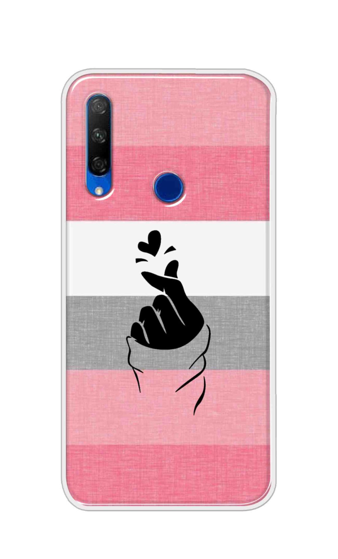 Coberta Back Cover For Huawei Honor 9X Back Cover Stylish Case - Straight Pink and Grey Korean Heart Design D14911