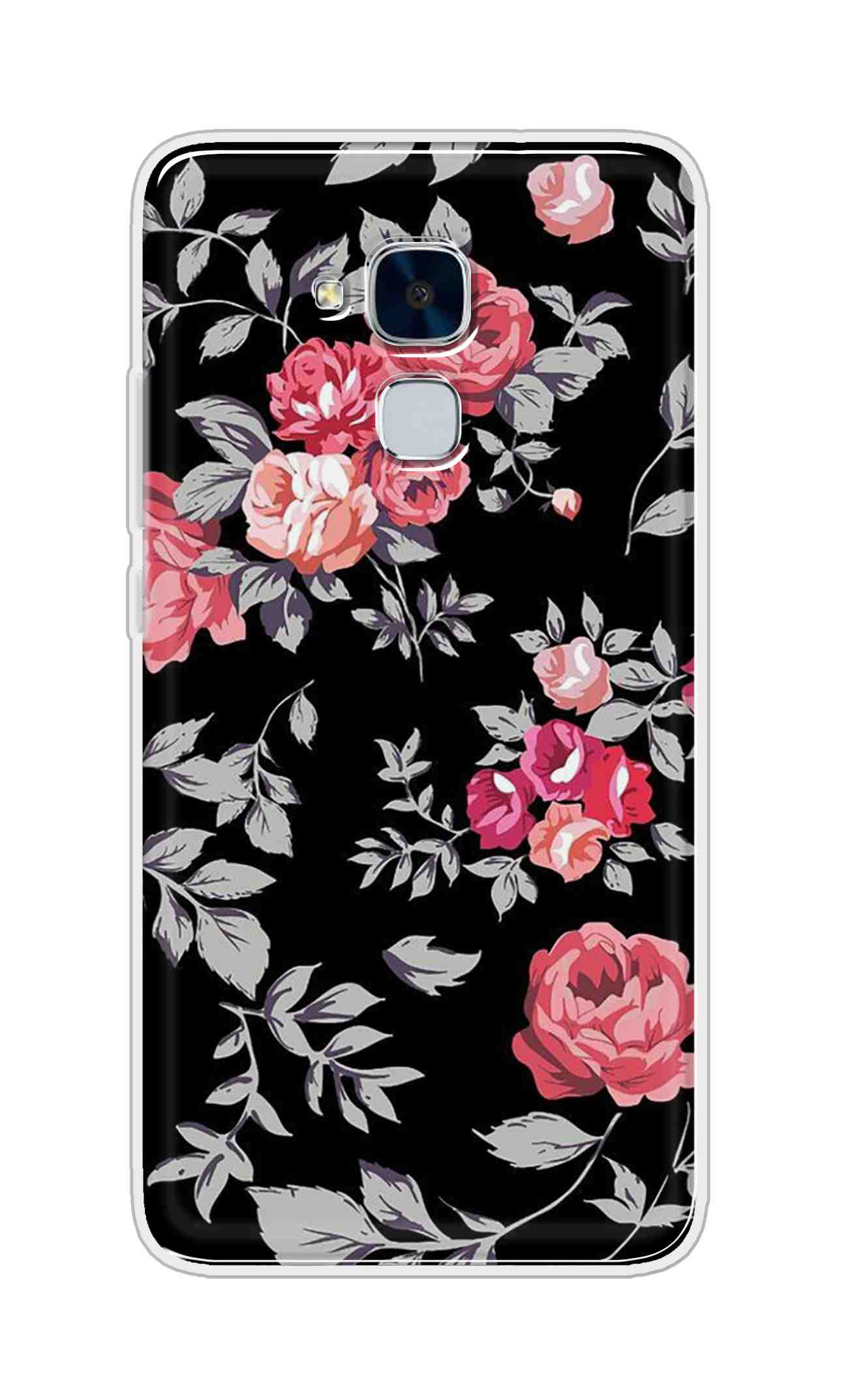 Coberta Back Cover For Huawei Honor 5C Back Cover Stylish Case - Pink Flowers and Grey Leaves Design D11556