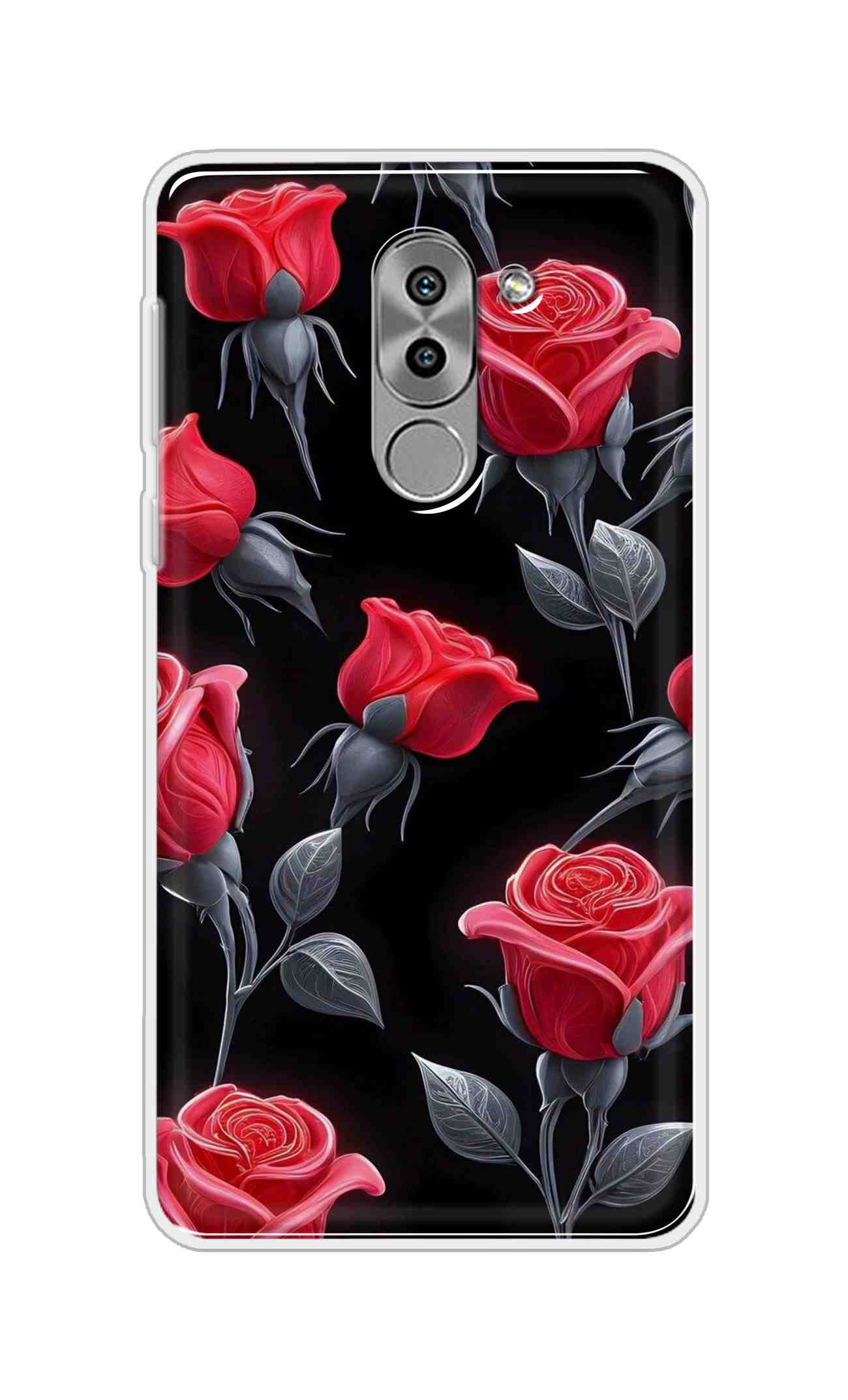 Coberta Back Cover For Huawei Honor 6X Back Cover Stylish Case - Red Rose Flowers in Black Design D16570