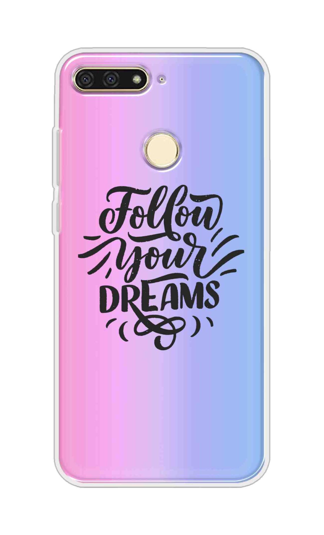 Coberta Back Cover For Huawei Honor 7A Back Cover Stylish Case - Follow Your Dreams In Pink And Blue Design D16501