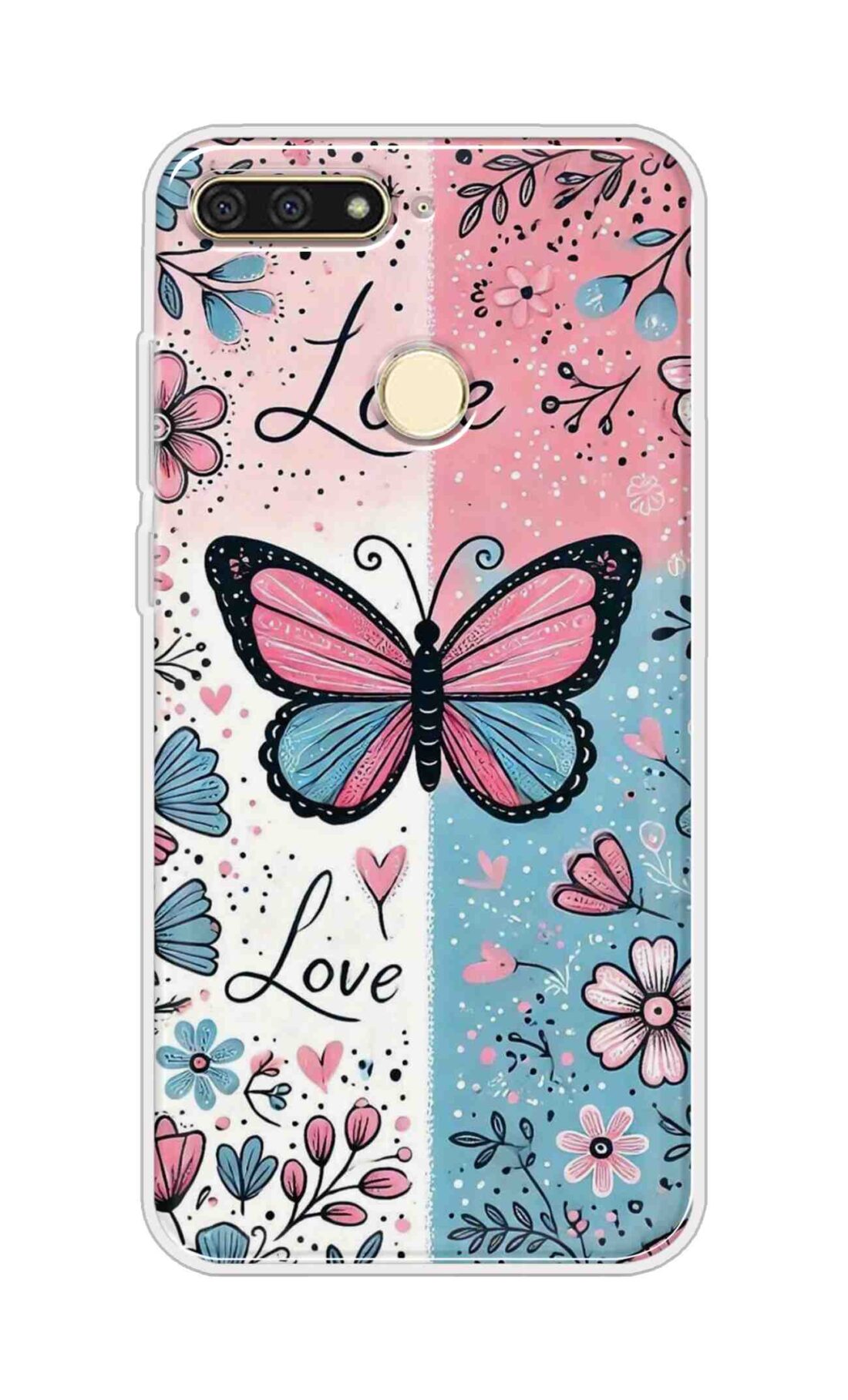 Coberta Back Cover For Huawei Honor 7A Back Cover Stylish Case - Butterfly and Love Text Design D16526