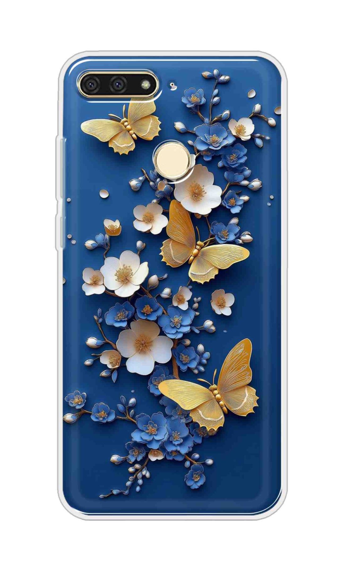 Coberta Back Cover For Huawei Honor 7A Back Cover Stylish Case - Butterflyes and Flowers in Blue Design D16580