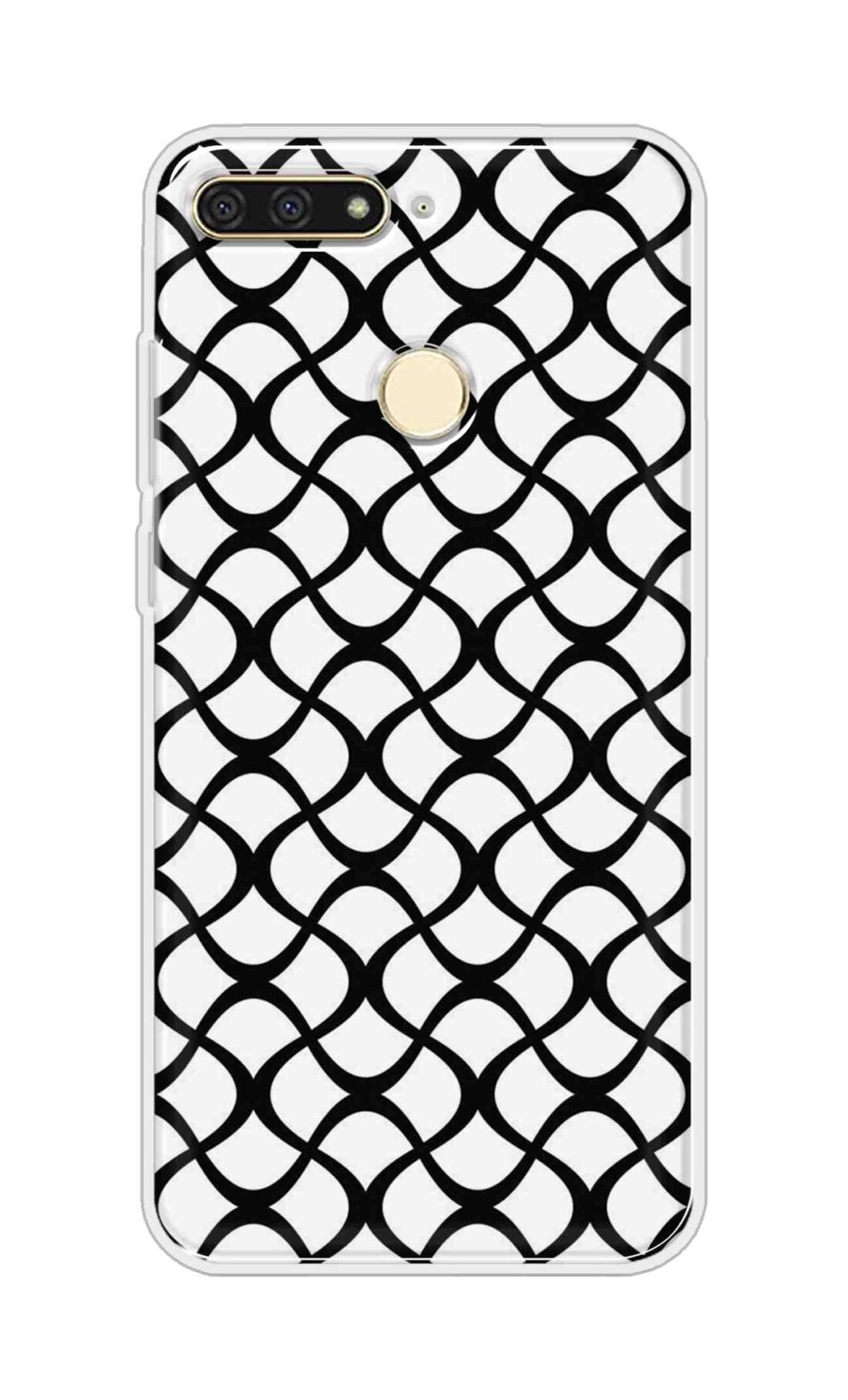 Coberta Back Cover For Huawei Honor 7A Back Cover Stylish Case - Black Zig Zag Design D16590