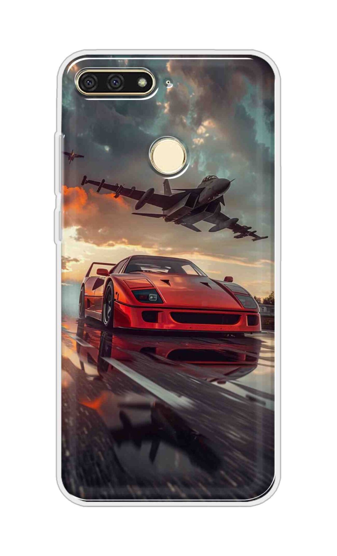 Coberta Back Cover For Huawei Honor 7A Back Cover Stylish Case - Raceing Red Car with Aeroplane Design D16594