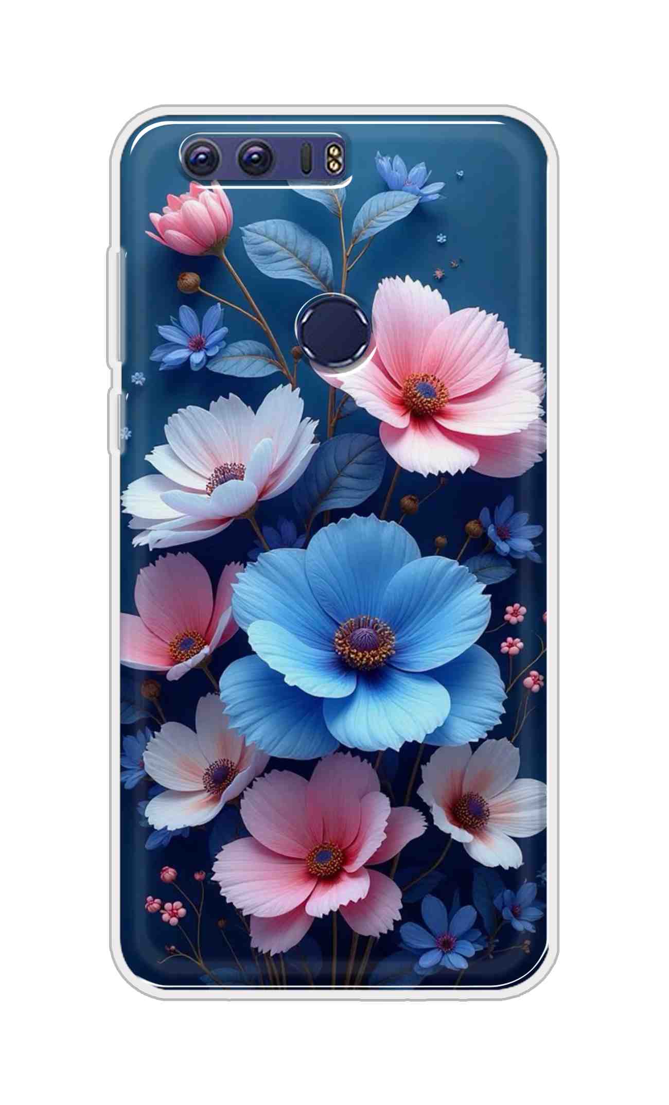 Coberta Back Cover For Huawei Honor 8 Back Cover Stylish Case - Blue and Pink Flowers Design D16512