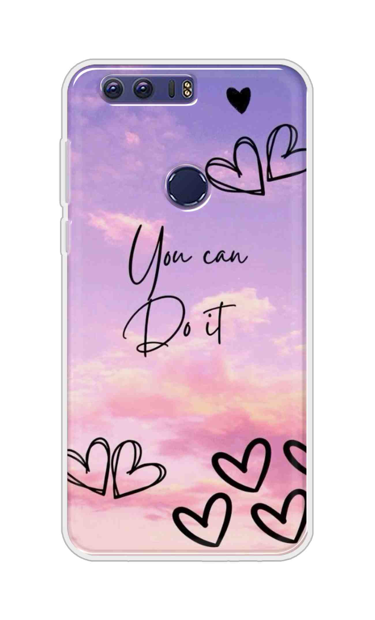 Coberta Back Cover For Huawei Honor 8 Back Cover Stylish Case - You Can Do It and Hearts Design D16539