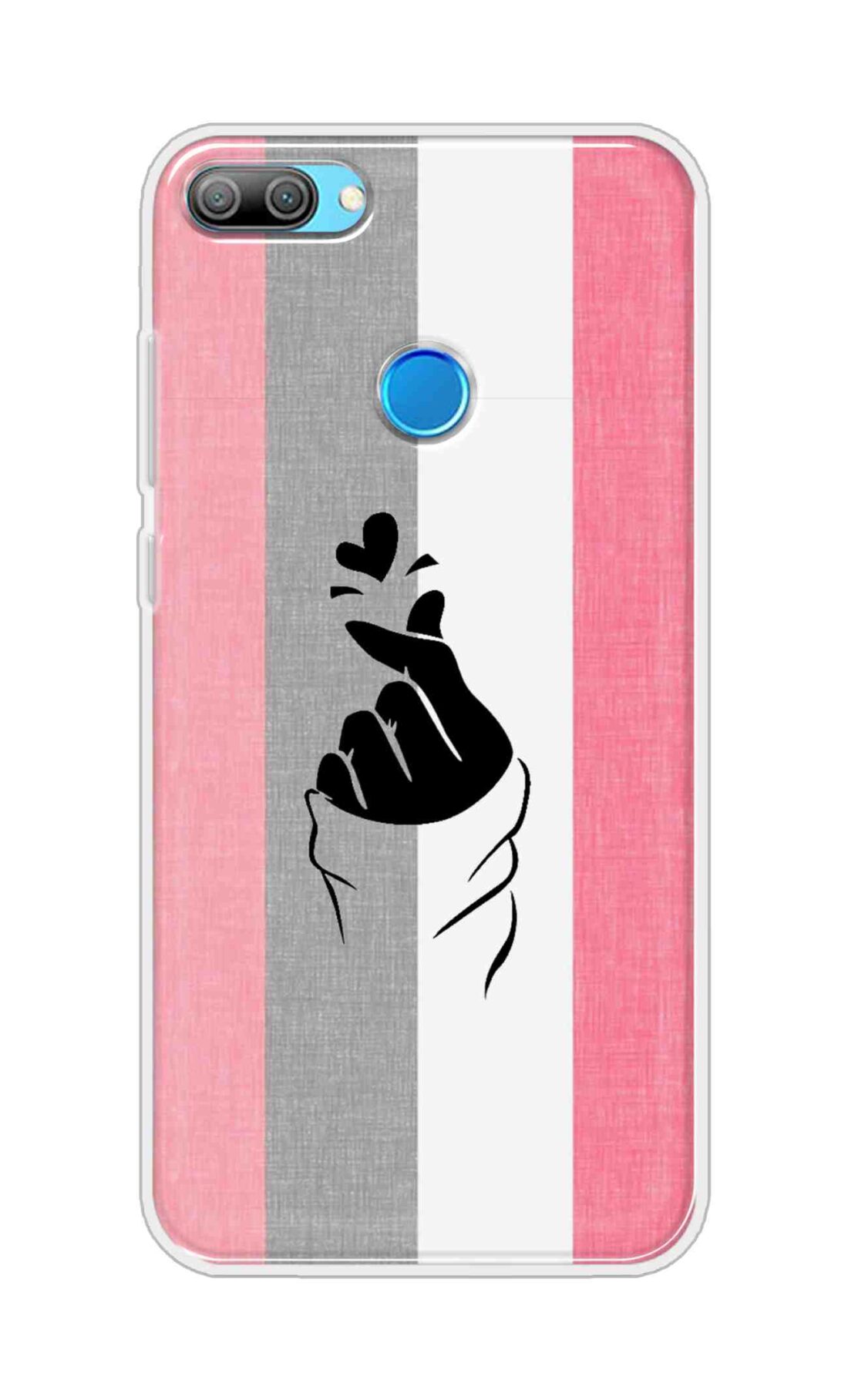 Coberta Back Cover For Huawei Honor 9N Back Cover Stylish Case - Pink and Grey Korean Heart Design D11894