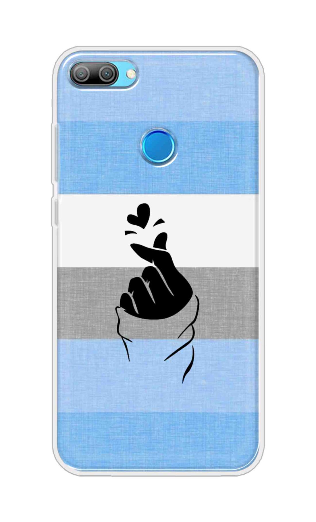 Coberta Back Cover For Huawei Honor 9N Back Cover Stylish Case - Blue and Grey Korean Heart Design D14909