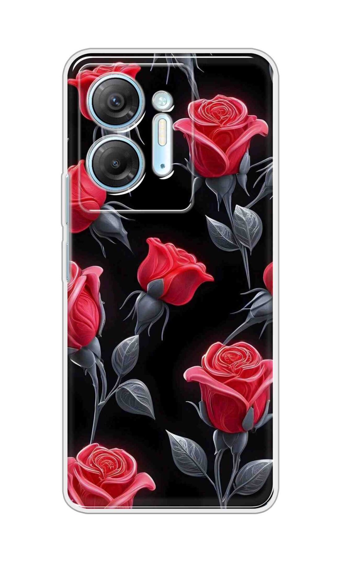 Coberta Back Cover For Infinix Hot 30 5G Back Cover Stylish Case - Red Rose Flowers in Black Design D16570