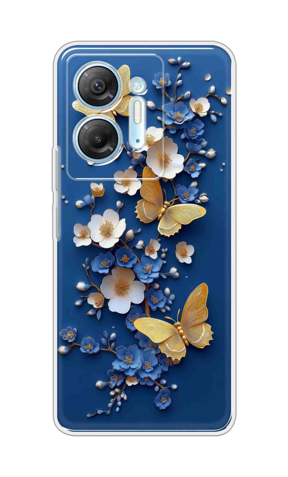 Coberta Back Cover For Infinix Hot 30 5G Back Cover Stylish Case - Butterflyes and Flowers in Blue Design D16580