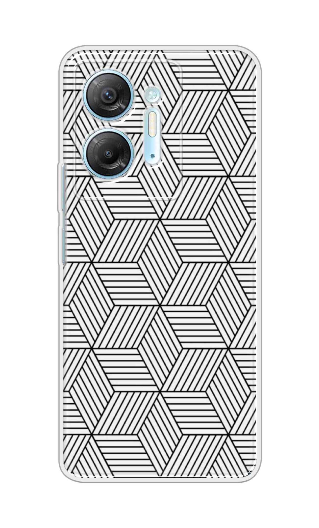 Coberta Back Cover For Infinix Hot 30 5G Back Cover Stylish Case - White and Black Zig Zag Design D16586