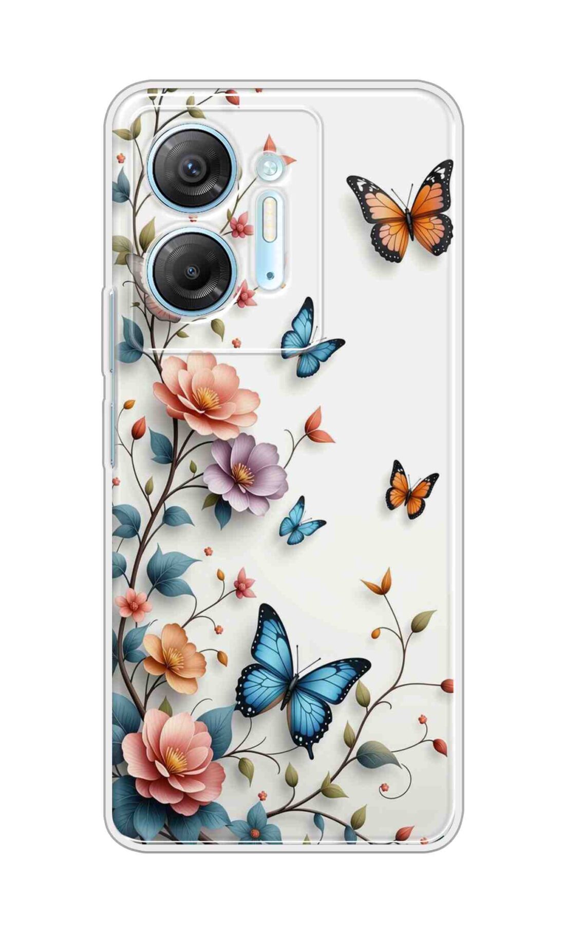 Coberta Back Cover For Infinix Hot 30 5G Back Cover Stylish Case - Multi Flowers and Butterflyes Design D16617