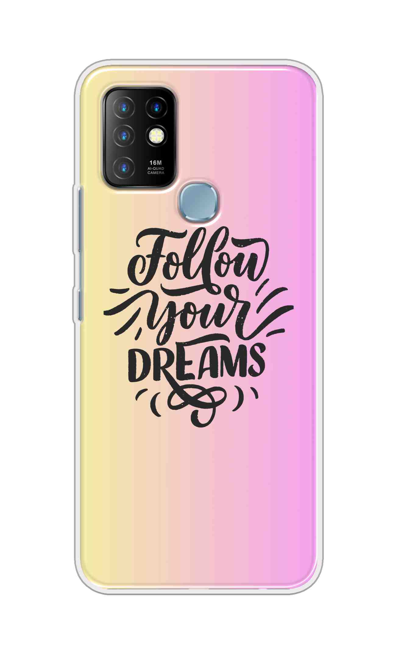 Coberta Back Cover For Infinix Hot 10 Back Cover Stylish Case - Follow Your Dreams In Pink And Yellow Design D16499