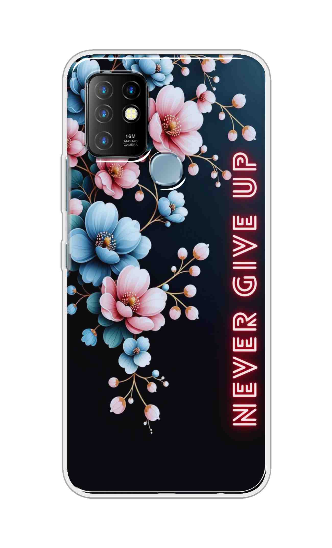 Coberta Back Cover For Infinix Hot 10 Back Cover Stylish Case - Never Give Up with Flowers Design D16500