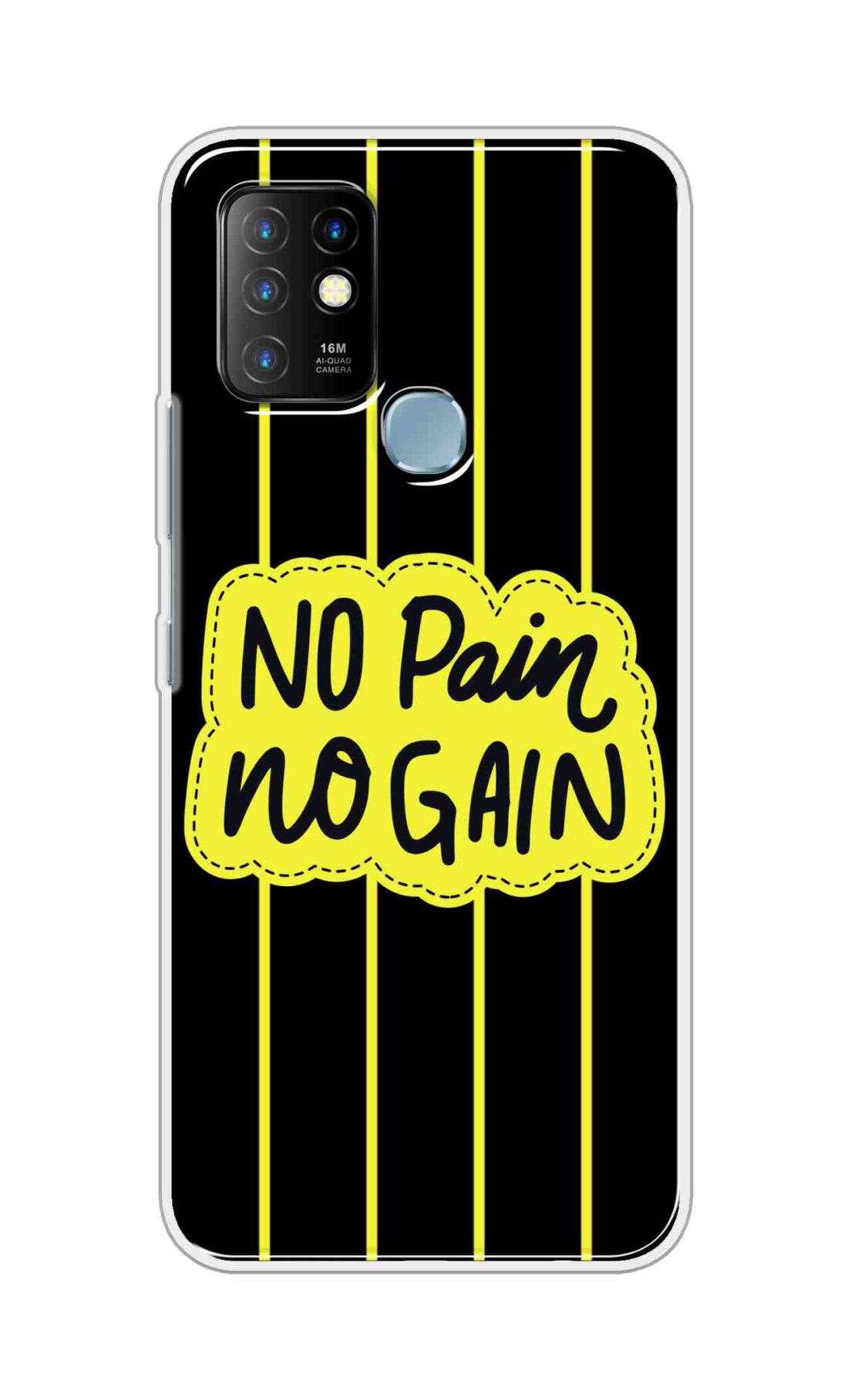 Coberta Back Cover For Infinix Hot 10 Back Cover Stylish Case - No Pain No Gain in Yellow Design D16508