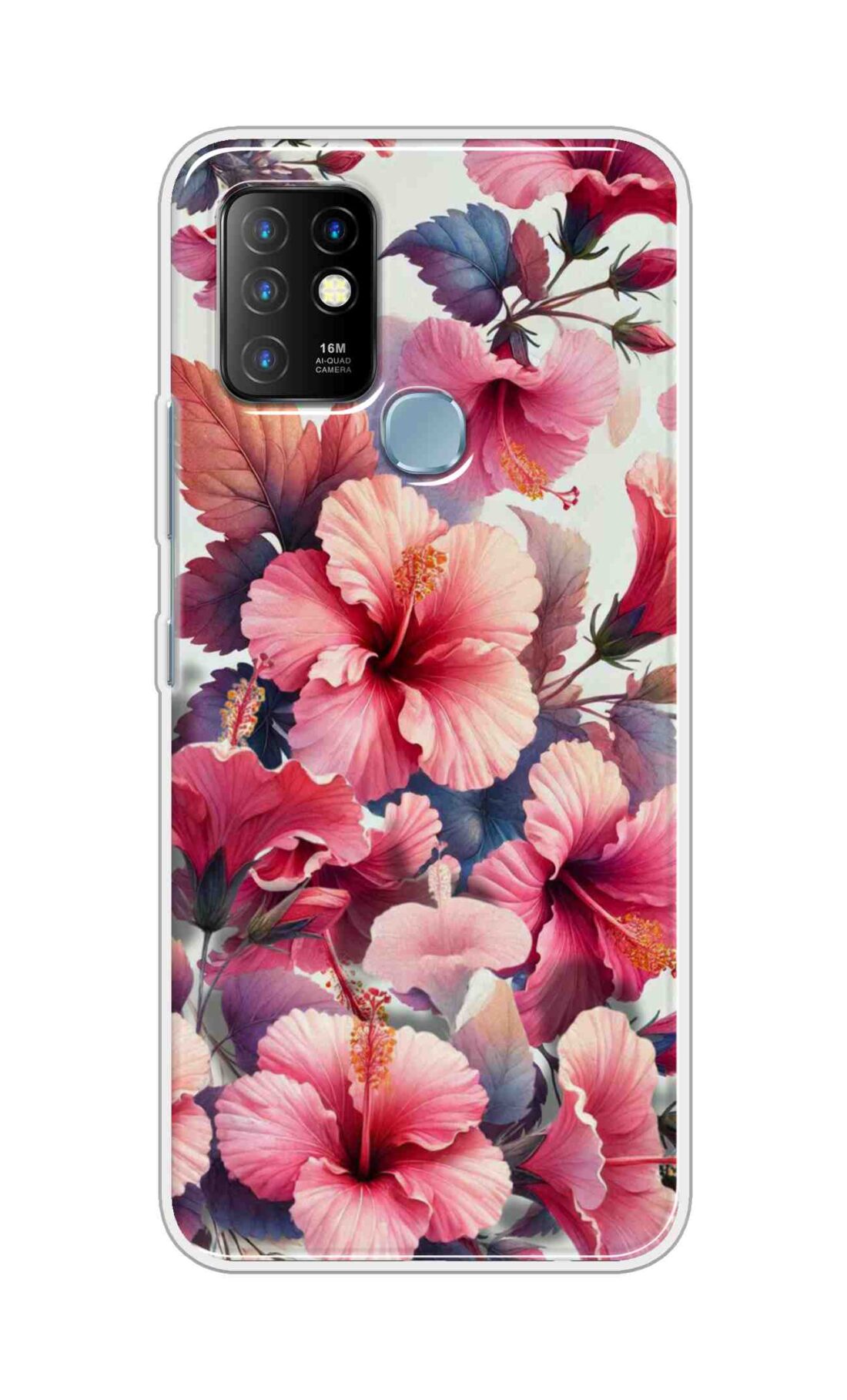 Coberta Back Cover For Infinix Hot 10 Back Cover Stylish Case - Pink Leaves and Flowers Design D16525