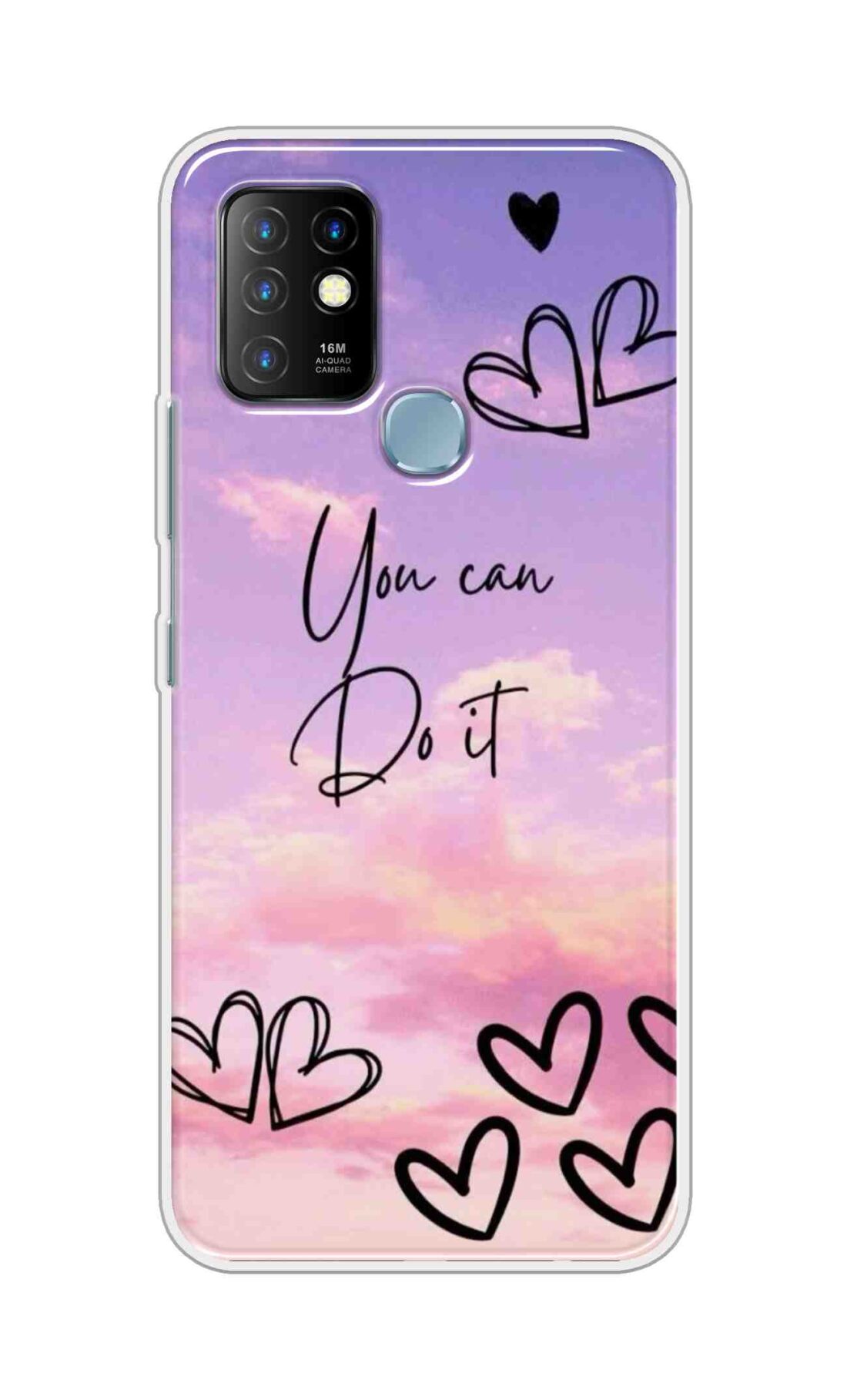 Coberta Back Cover For Infinix Hot 10 Back Cover Stylish Case - You Can Do It and Hearts Design D16539