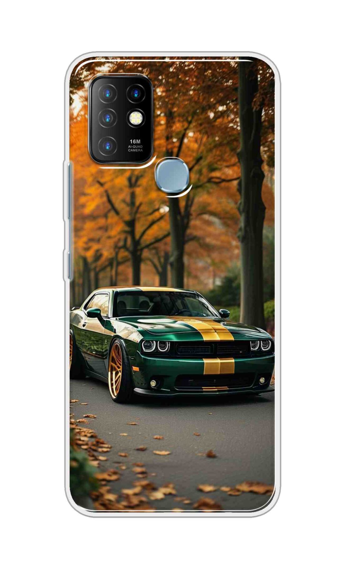 Coberta Back Cover For Infinix Hot 10 Back Cover Stylish Case - Golden Line in Green Design D16546