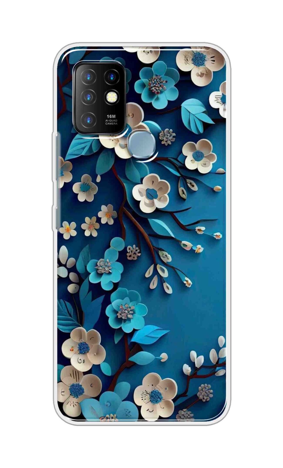 Coberta Back Cover For Infinix Hot 10 Back Cover Stylish Case - Blue and White Flowers Design D16551