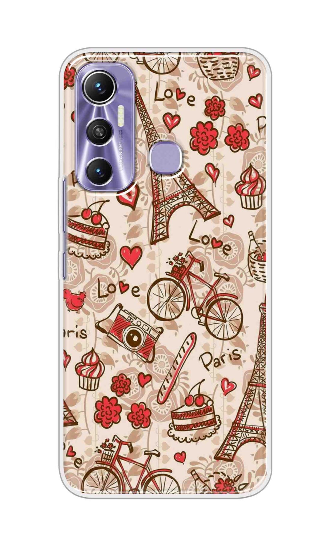 Coberta Back Cover For Infinix Hot 11 Back Cover Stylish Case - Paris and Love Text Pattern D11626