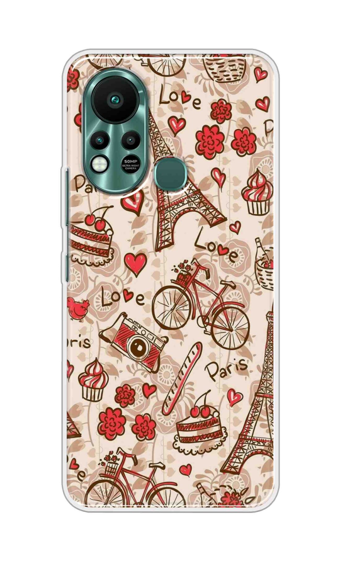 Coberta Back Cover For Infinix Hot 11s Back Cover Stylish Case - Paris and Love Text Pattern D11626