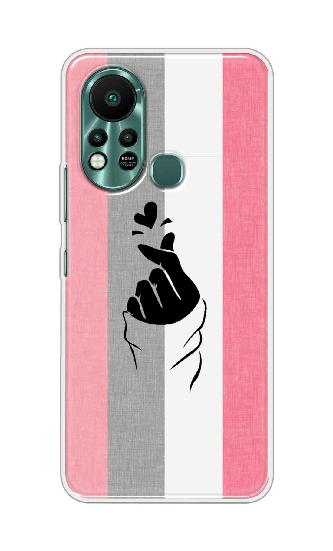 Coberta Back Cover For Infinix Hot 11s Back Cover Stylish Case - Pink and Grey Korean Heart Design D11894