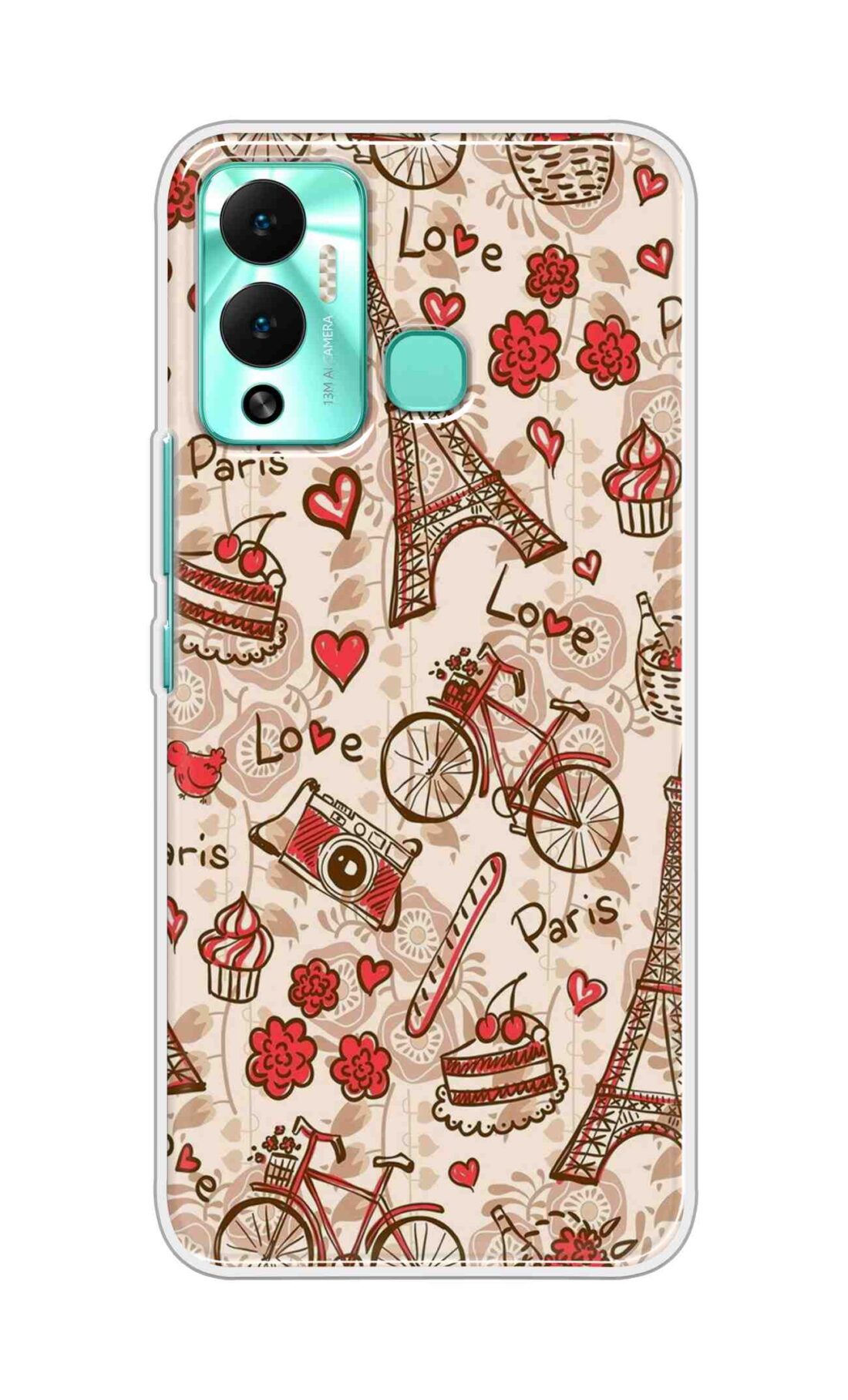 Coberta Back Cover For Infinix Hot 12 Play Back Cover Stylish Case - Paris and Love Text Pattern D11626